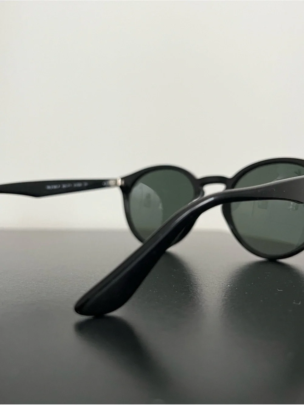 Ray-Ban Black Frame Sunglasses with Dark Green Lenses
